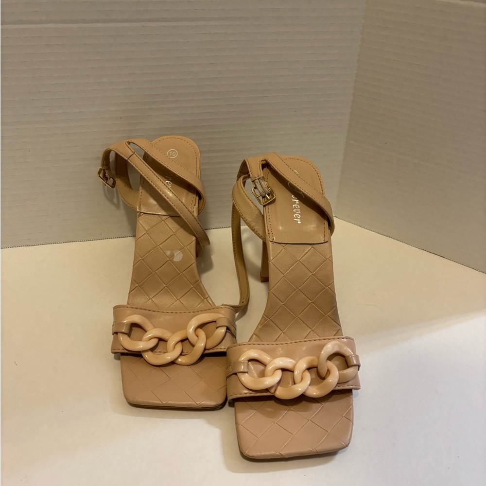 🔵Elegant Tan Block Heel Sandals - Picture 4 of 15